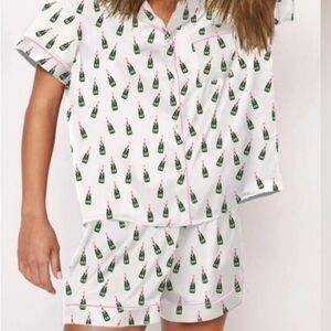 Practically new pink & white Toss Champagne 🍾 Bottle shorts pajama set